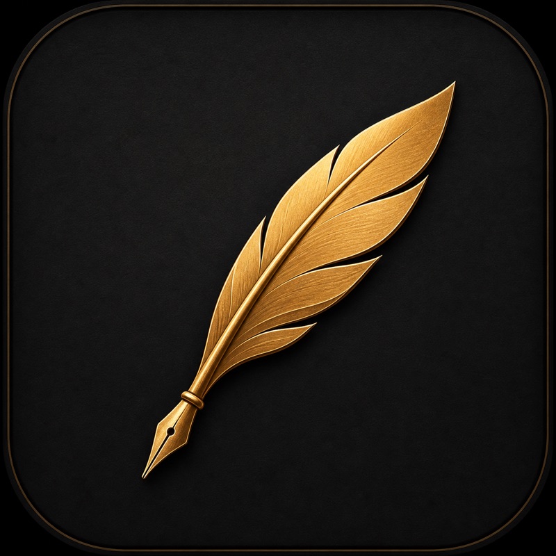Writer's Desk gold quill app icon